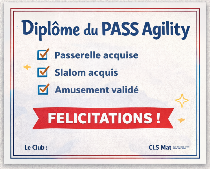 🐾 Félicitations pour l’obtention du PASS Agility 2026 !